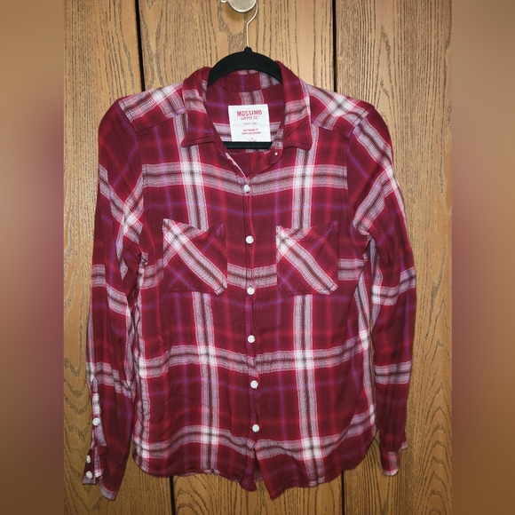 MOSSIMO M Button-down Plaid Boyfriend Style Shirt - Picture 2 of 5
